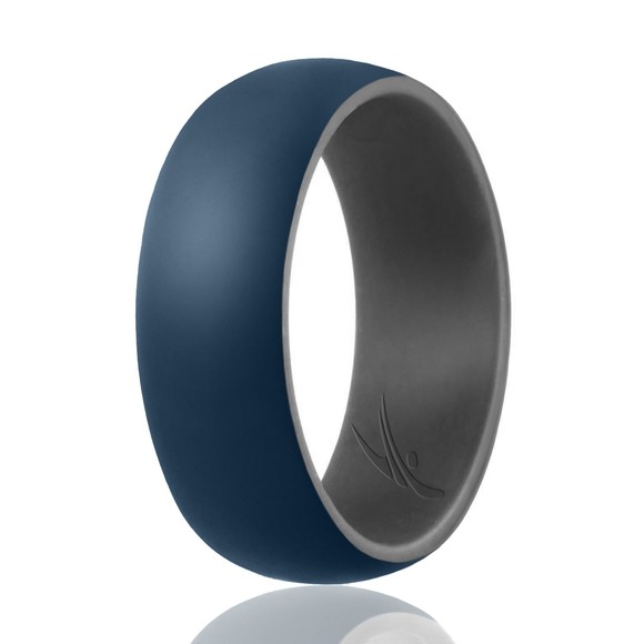 Silicone Wedding Ring - Duo Collection Dome Style - Grey-Blue by ROQ - Picture 2 of 3